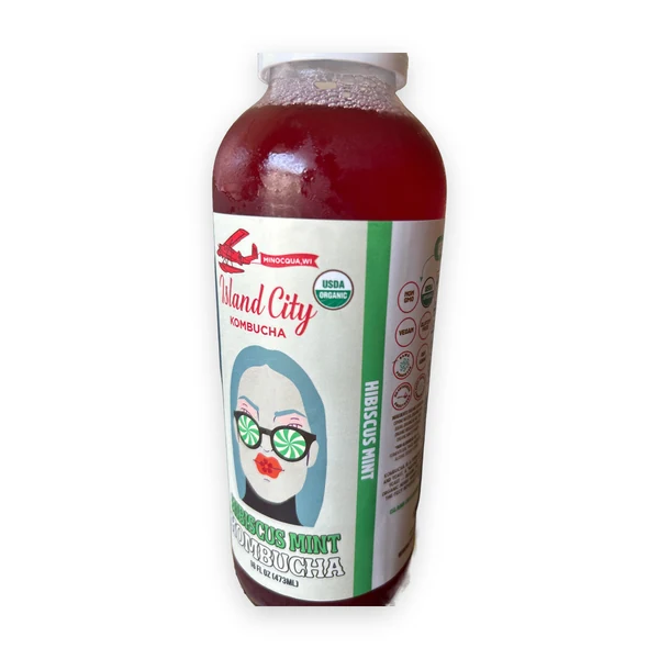 Island City Hibiscus Mint kombucha